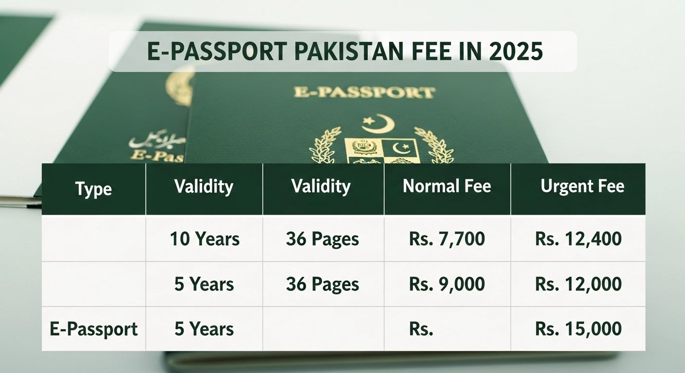 E-Passport Pakistan Fee in 2025