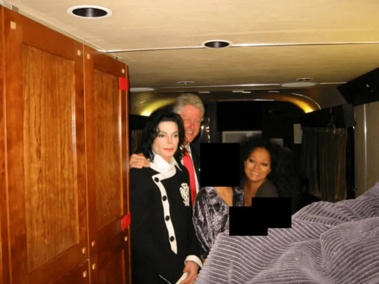 From left, Michael Jackson, Bill Clinton and Diana Ross are seen in this image released by the Department of Justice [Handout/US Justice Department via Reuters]