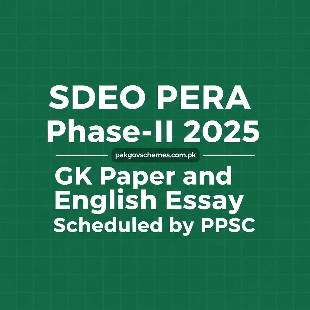 SDEO PERA Phase-II 2025 | GK Paper and English Essay Scheduled by PPSC