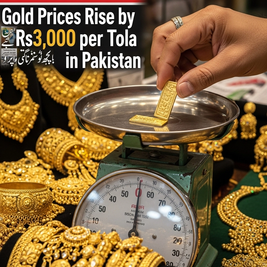 Gold Prices Rise by Rs3,000 per Tola in Pakistan