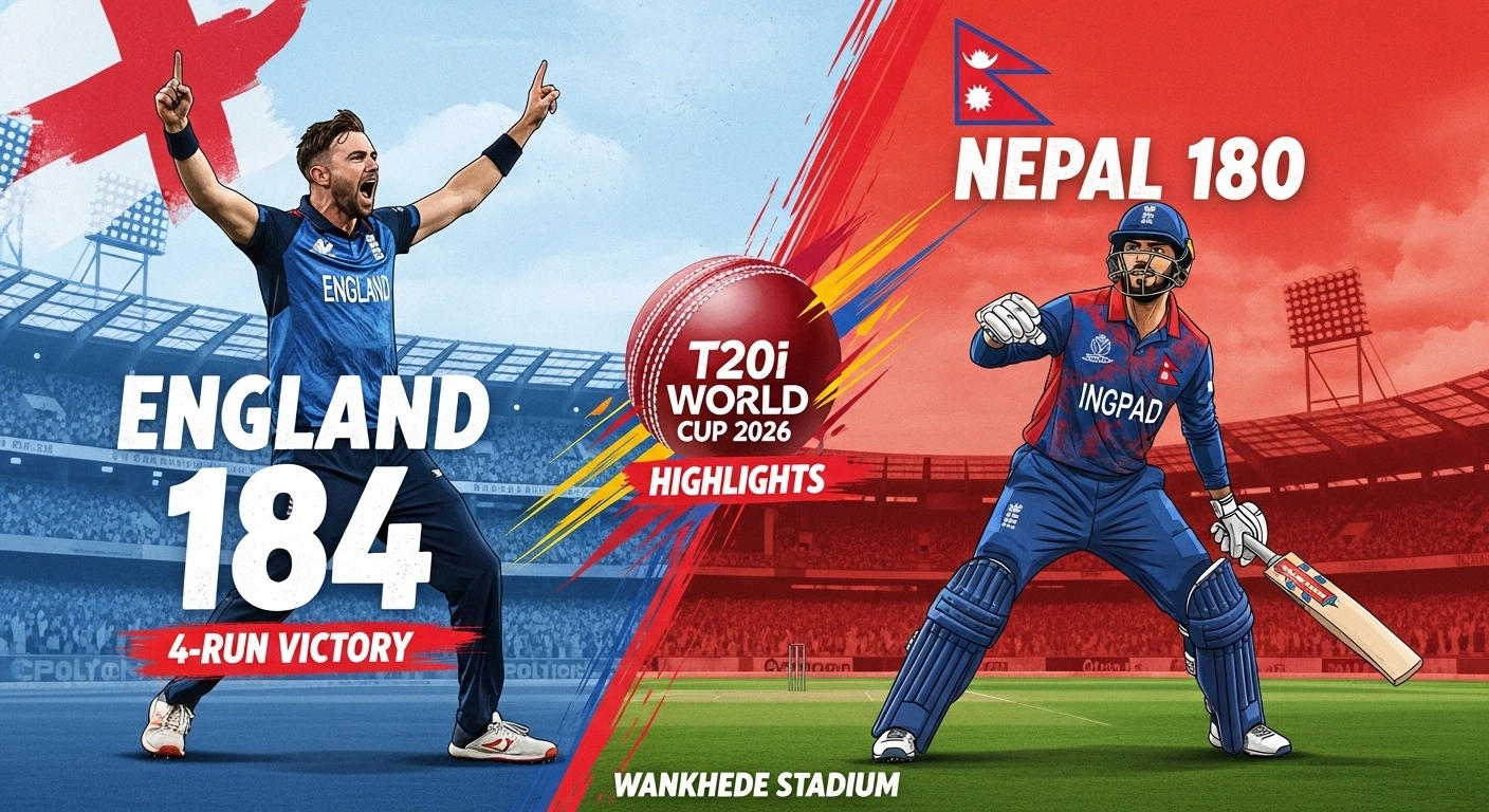 4-Run Victory England vs Nepal T20 World Cup 2026 Hig